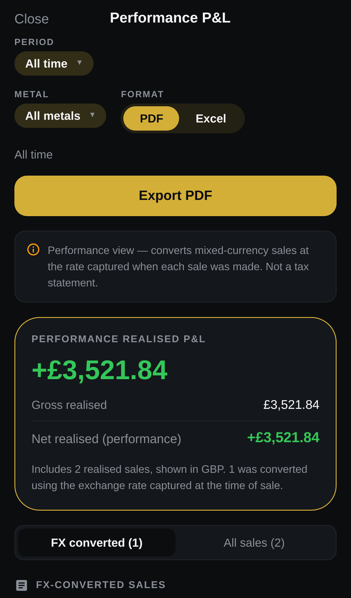 Professional P&L statements & exports.